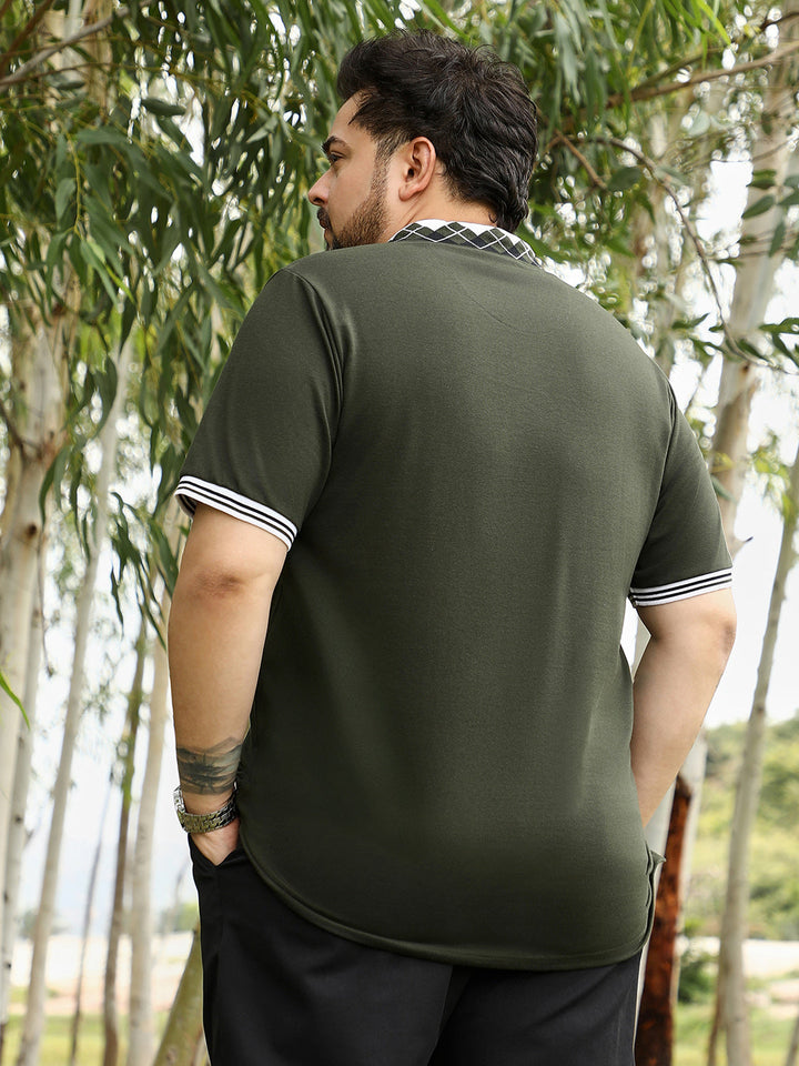 Block Argyle-Knit Polo T-Shirt