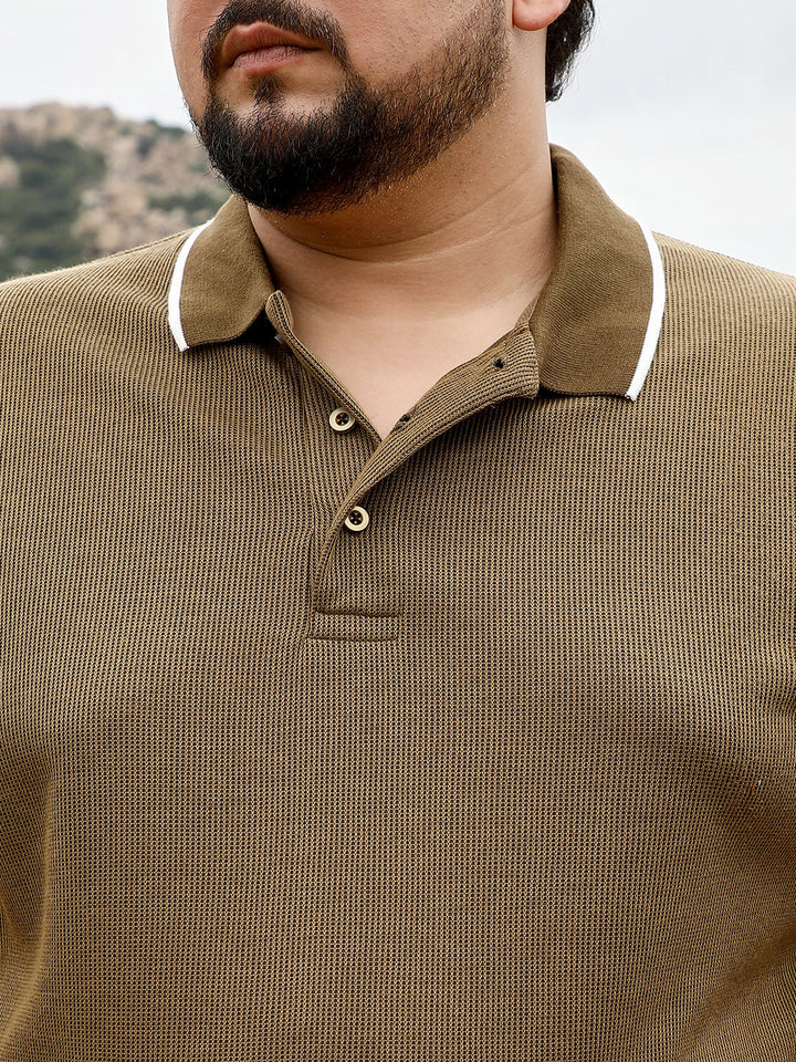 Solid Ribbed Polo T-Shirt