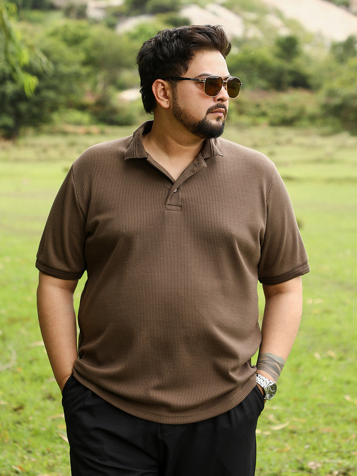 Textured-Knit Polo T-Shirt