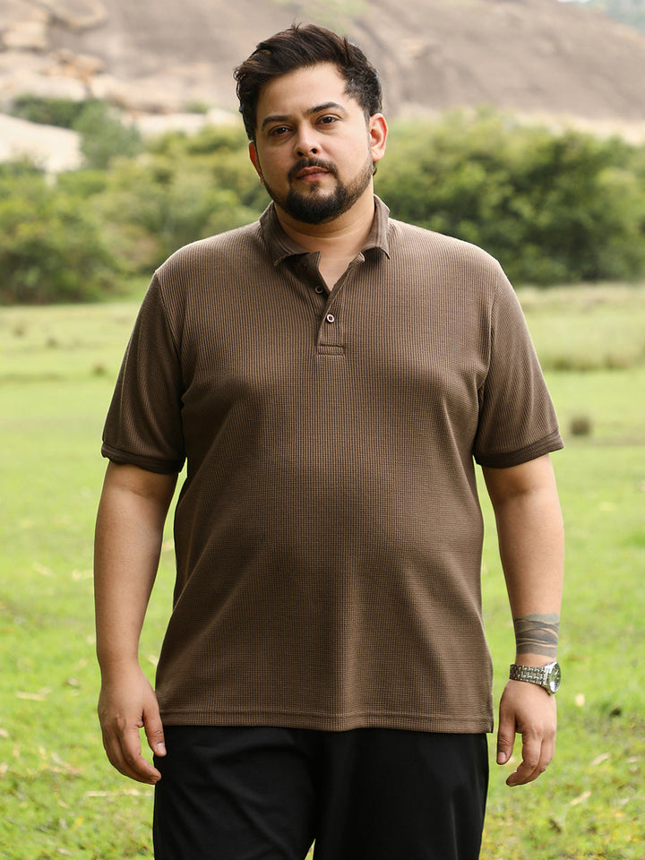 Textured-Knit Polo T-Shirt