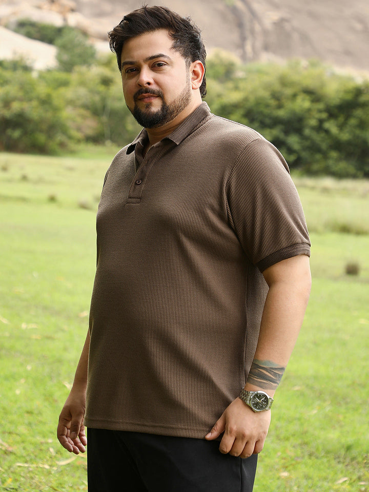 Textured-Knit Polo T-Shirt