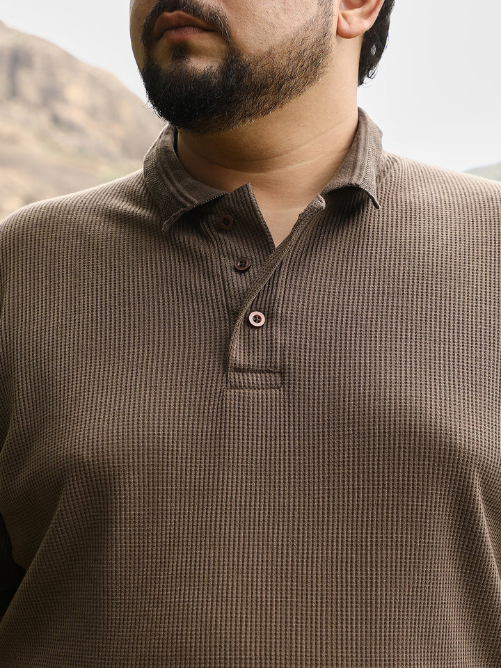 Textured-Knit Polo T-Shirt