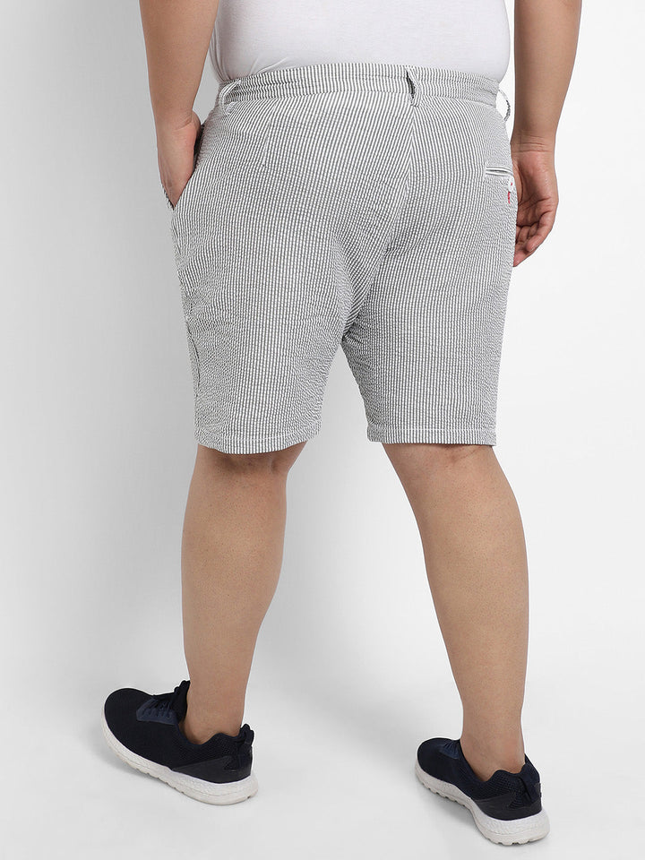 Light Grey Seersucker Stripe Shorts