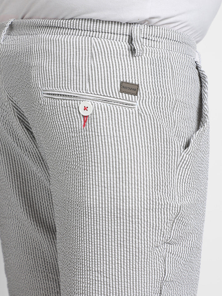 Light Grey Seersucker Stripe Shorts