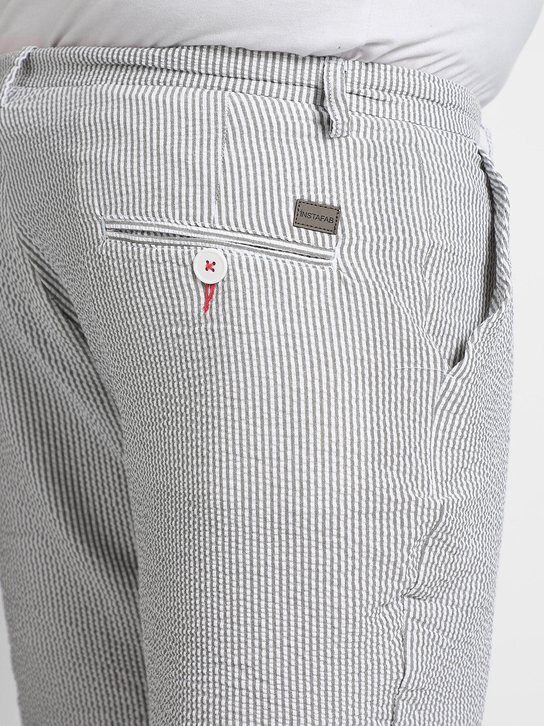 Light Grey Seersucker Stripe Shorts
