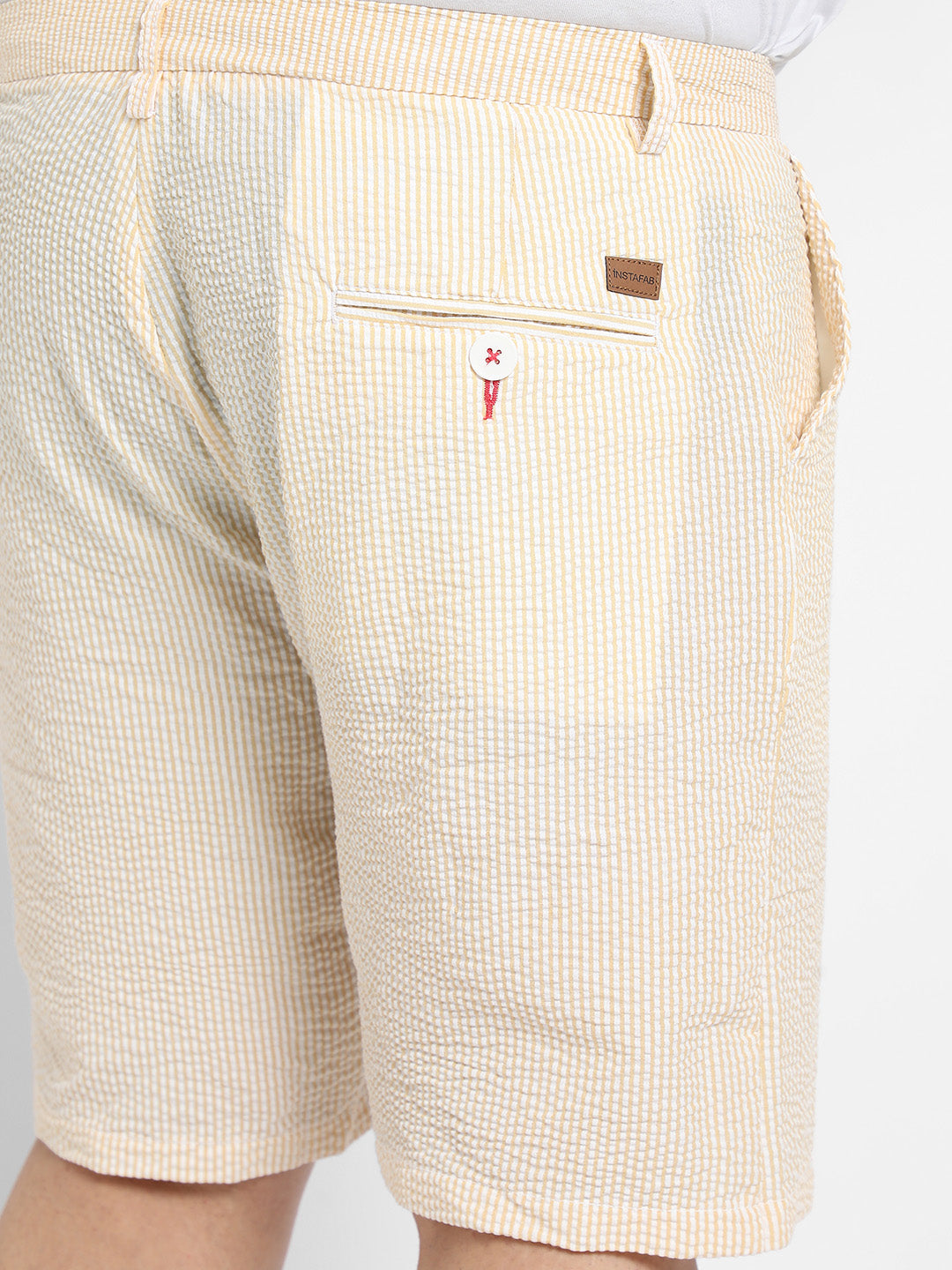 Yellow Seersucker Stripe Shorts