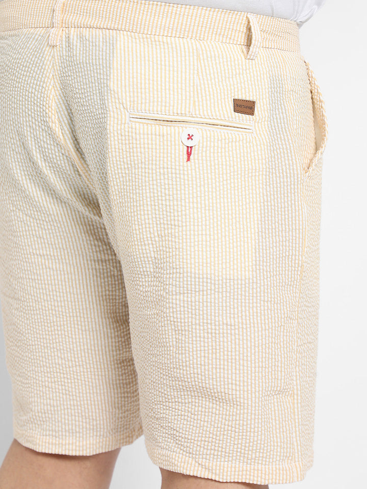 Yellow Seersucker Stripe Shorts