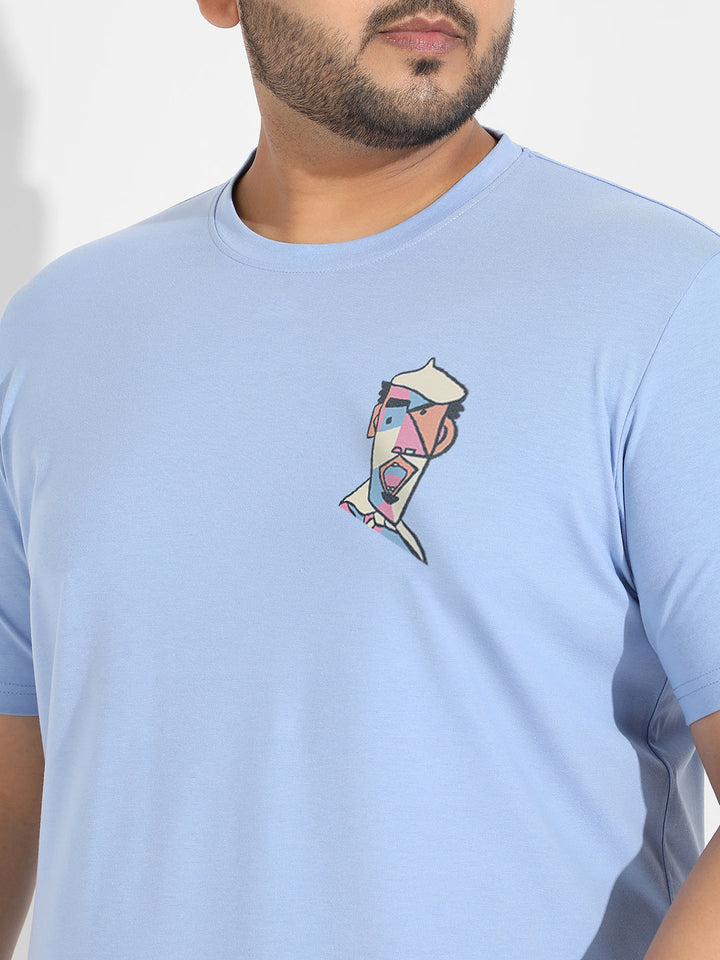 Pastel Blue Abstract Face T-Shirt