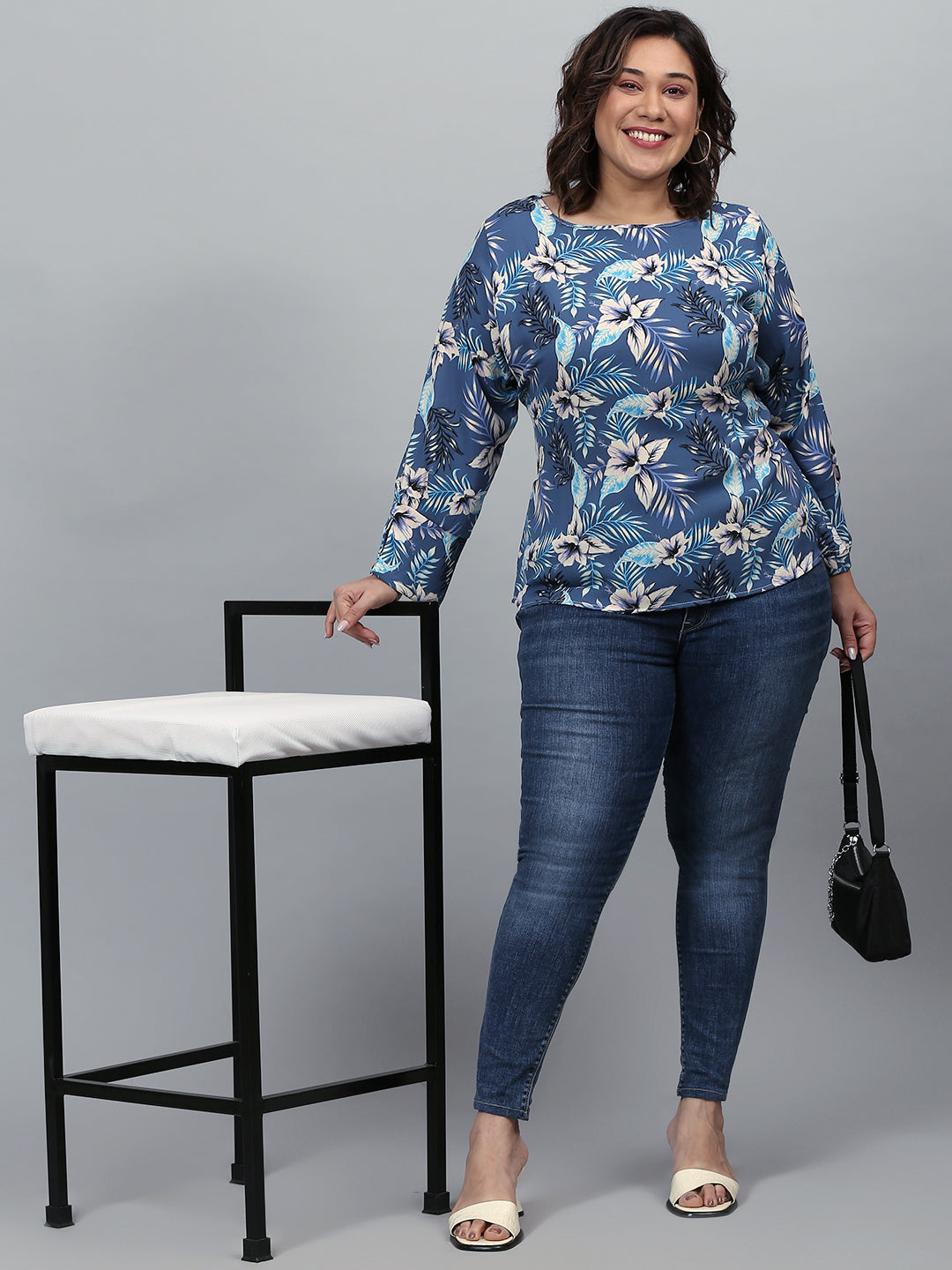 Floral Design Stylish Casual Top