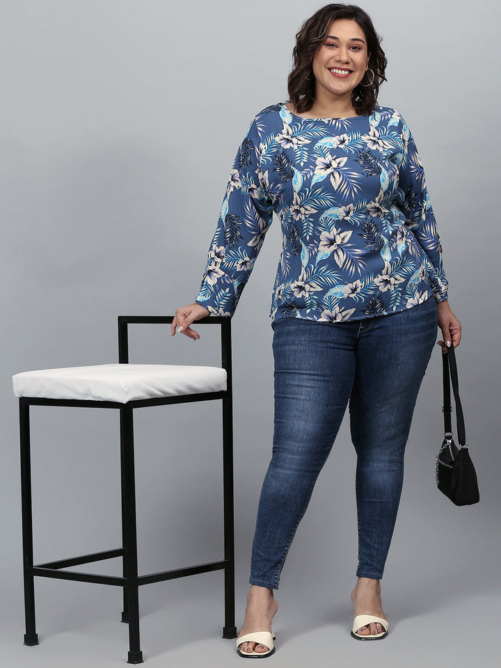 Floral Design Stylish Casual Top