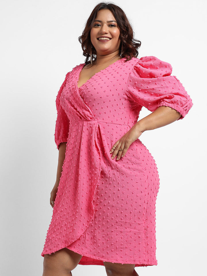 Blush Pink Self-Design Petal Dress