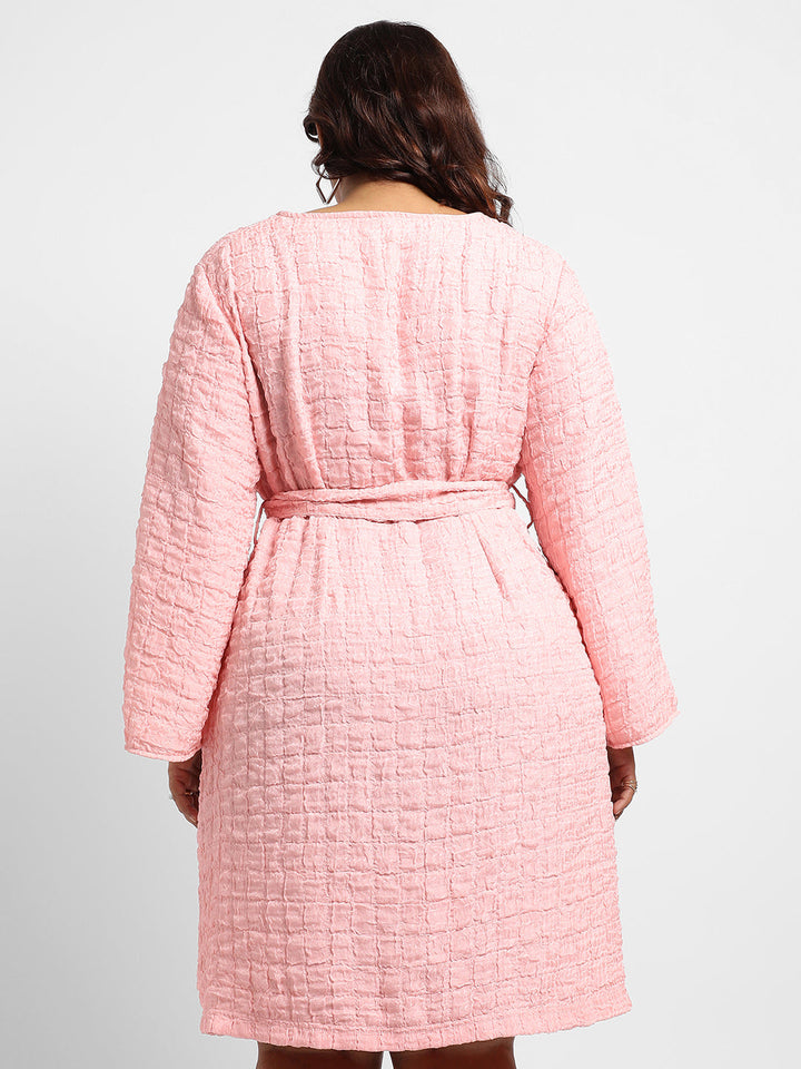 Baby Pink Tie-Up Wrap Neck Dress