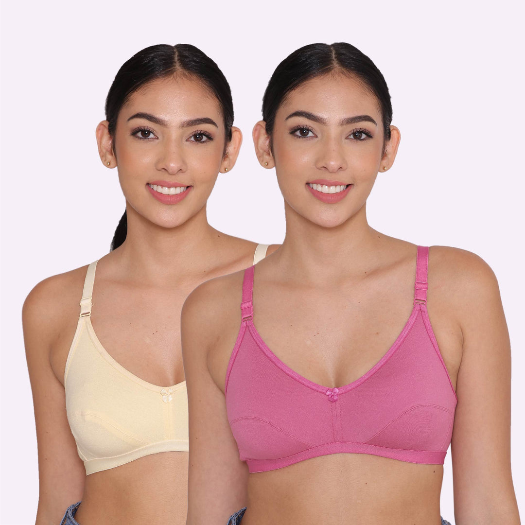 Women's Non Padded Non-Wired Regular Bra-Paris Combo of 2