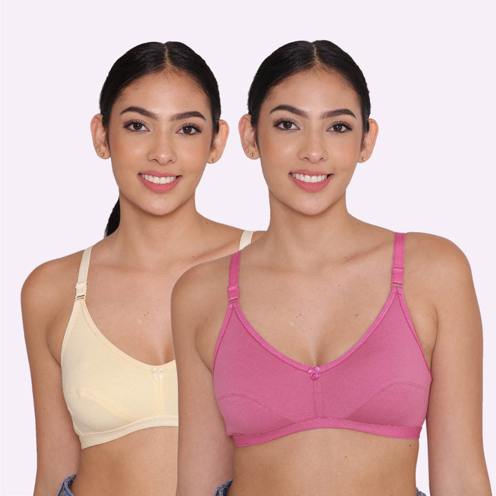 Women's Non Padded Non-Wired Regular Bra-Paris Combo of 2