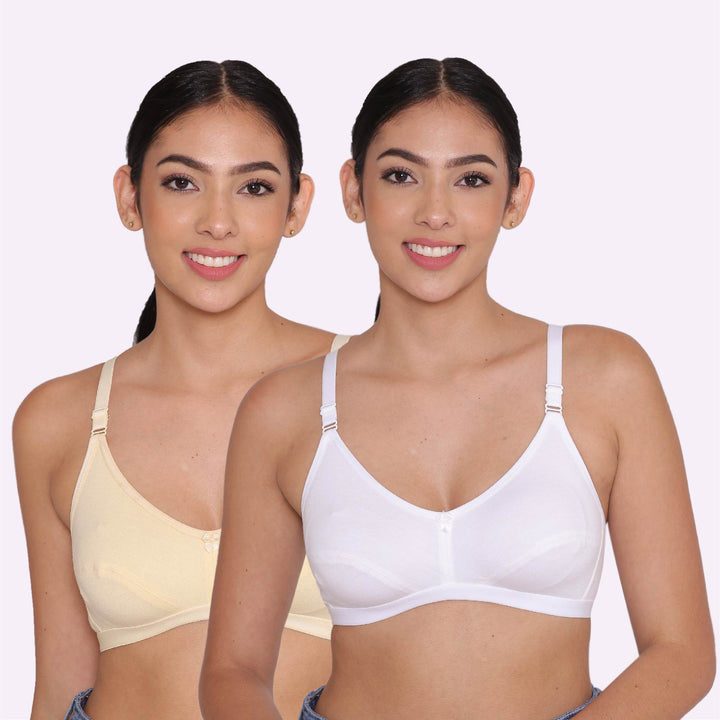 Women's Non Padded Non-Wired Regular Bra-Paris Combo of 2