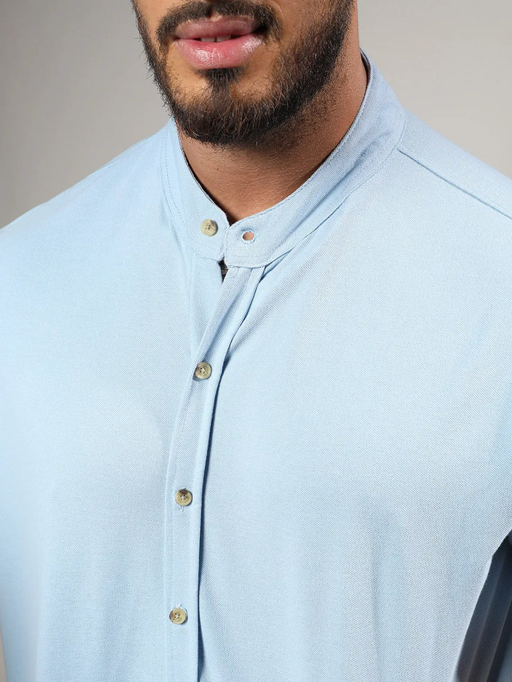 Solid Light Blue Casual Shirt