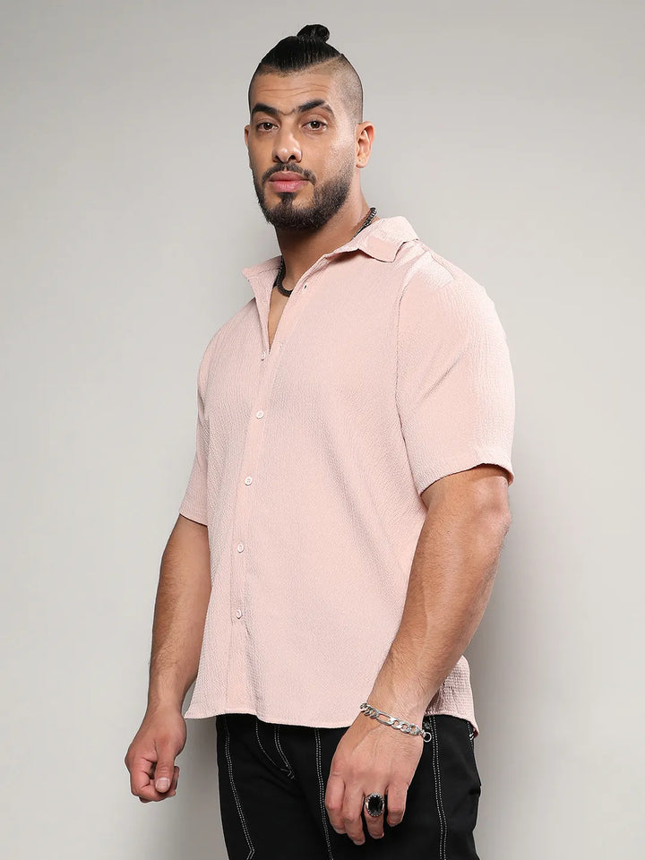 Solid Peach Casual Shirt