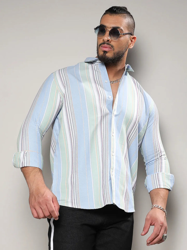 Striped Cotton Button Up Shirt
