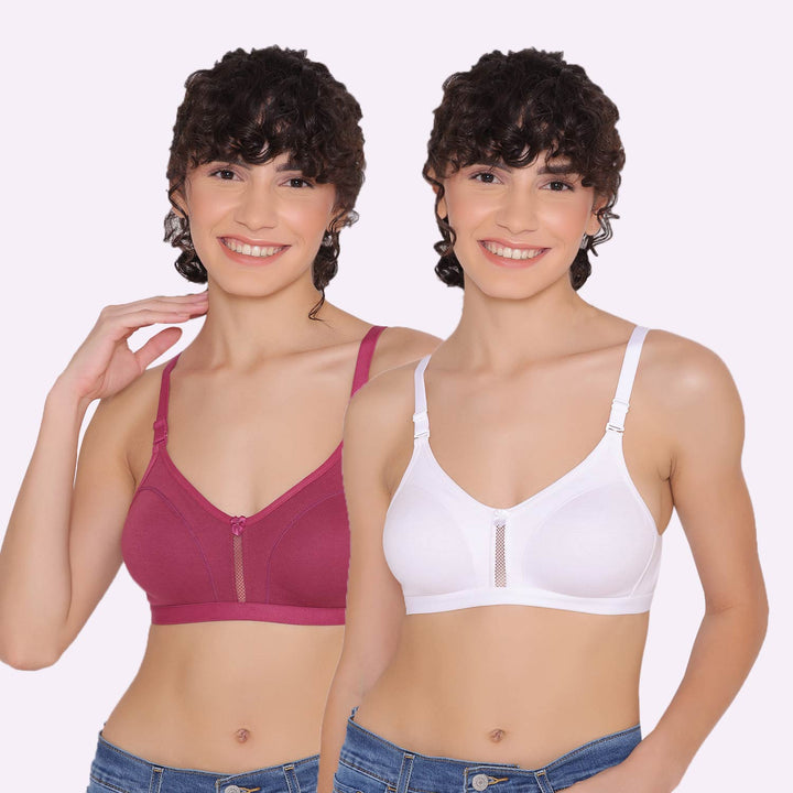 Women's Non Padded Non-Wired Regular Bra-VEGAS COMBO OF 2