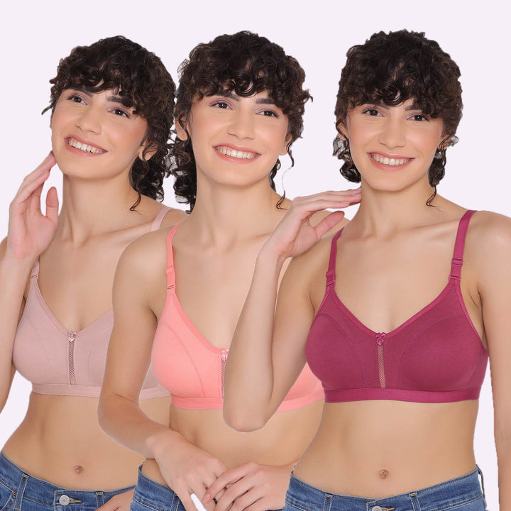 Women's Non Padded Non-Wired Regular Bra-VEGAS COMBO OF 3