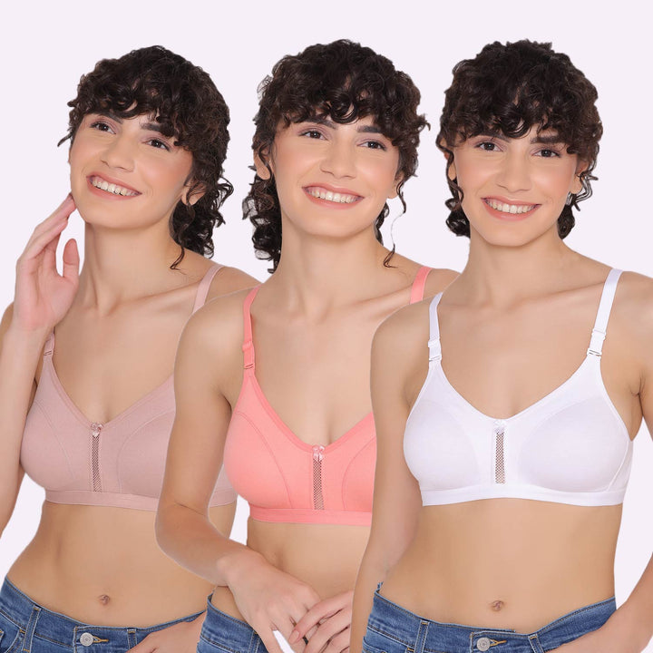 Women's Non Padded Non-Wired Regular Bra-VEGAS COMBO OF 3