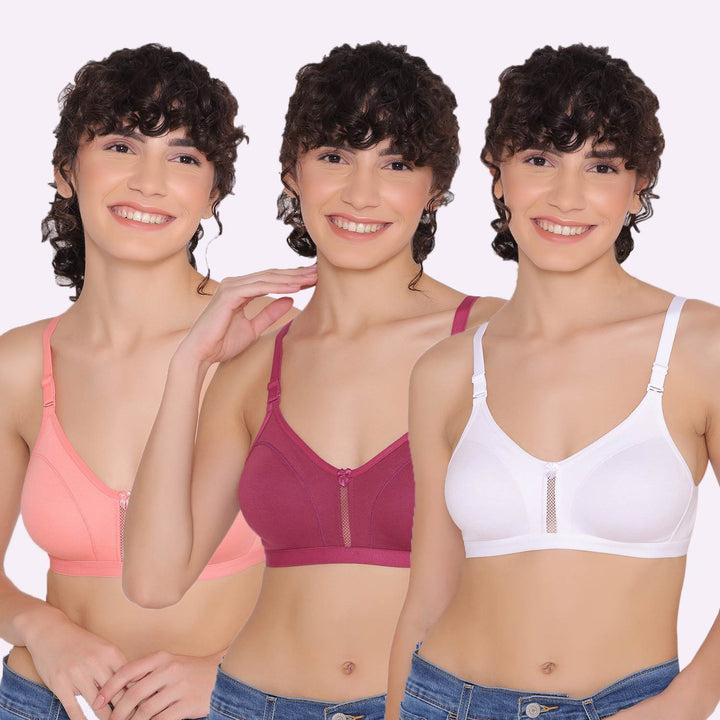 Women's Non Padded Non-Wired Regular Bra-VEGAS COMBO OF 3