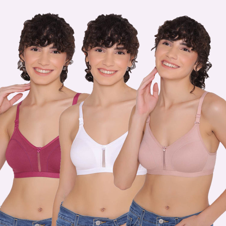 Women's Non Padded Non-Wired Regular Bra-VEGAS COMBO OF 3