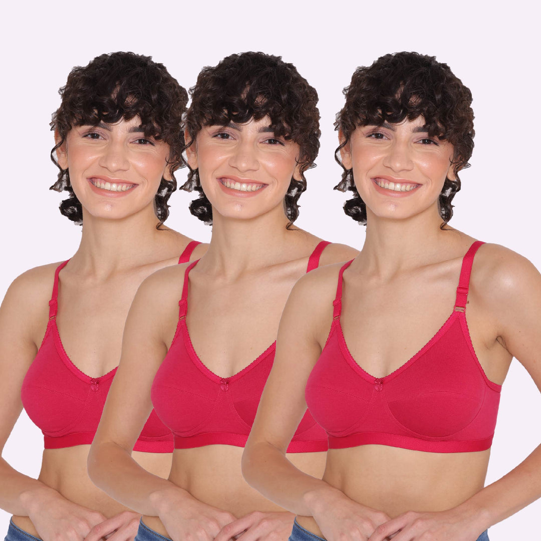 Women's Non Padded Non-Wired Regular Bra-RIO Combo of 3