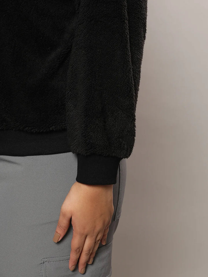 Carbon Black Fleece Hoodie With Zip-Closure