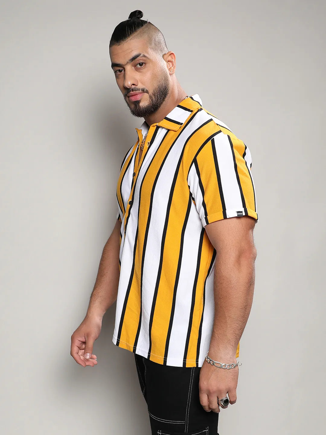 Yellow Striped Casual Shirt