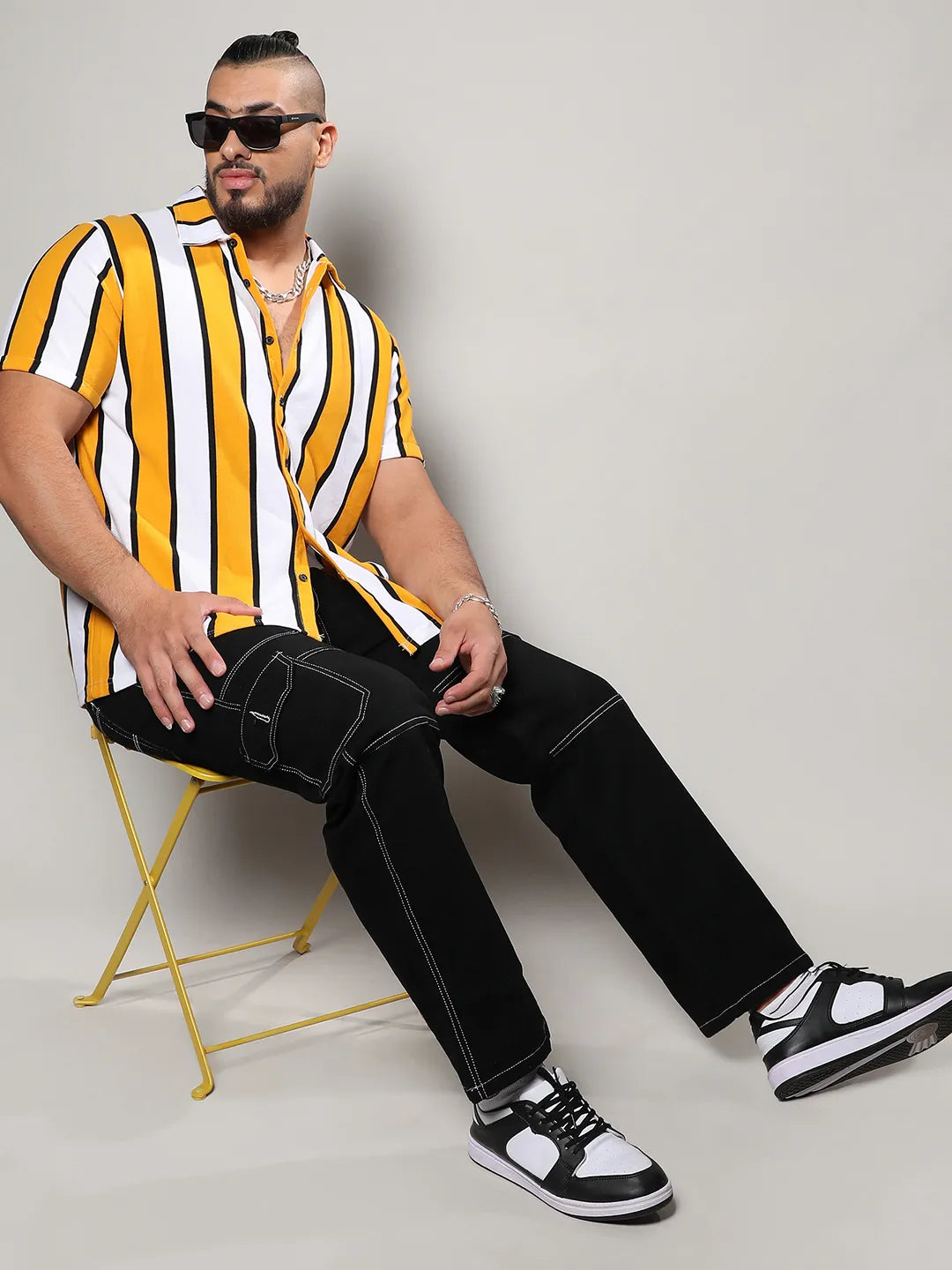 Yellow Striped Casual Shirt