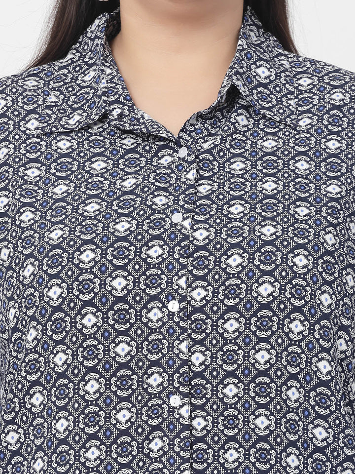 Plus Size  Abstract Printed Shirt & Trousers