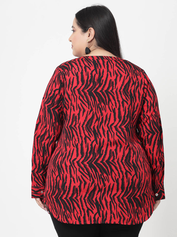 Plus Size Animal Printed Casual Top