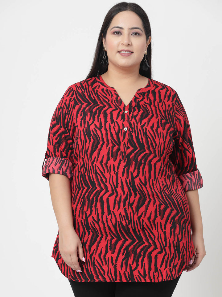 Plus Size Animal Printed Casual Top
