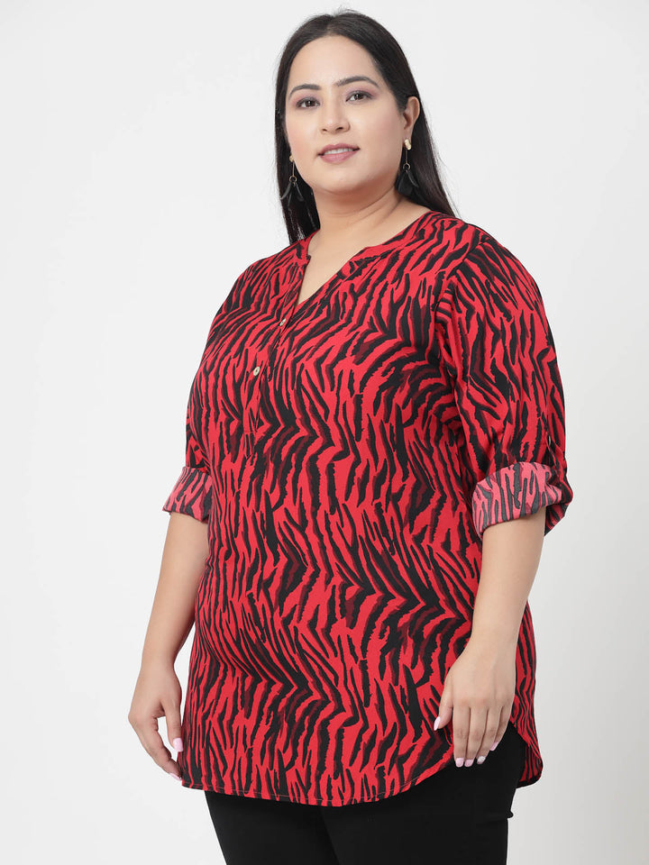 Plus Size Animal Printed Casual Top