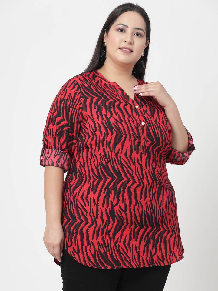 Plus Size Animal Printed Casual Top