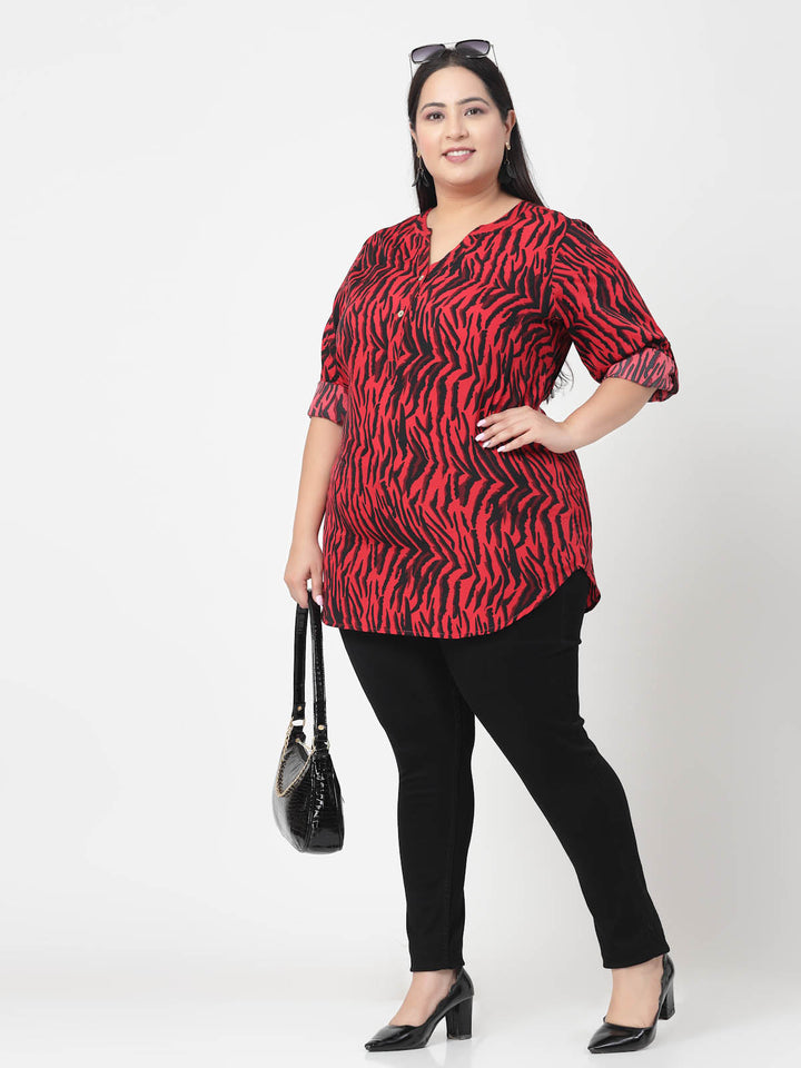 Plus Size Animal Printed Casual Top