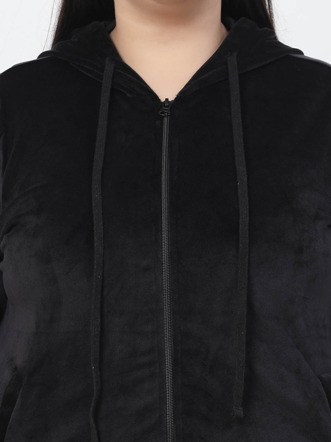 Plus Size Women Hooded Neck Velour Tracksuit