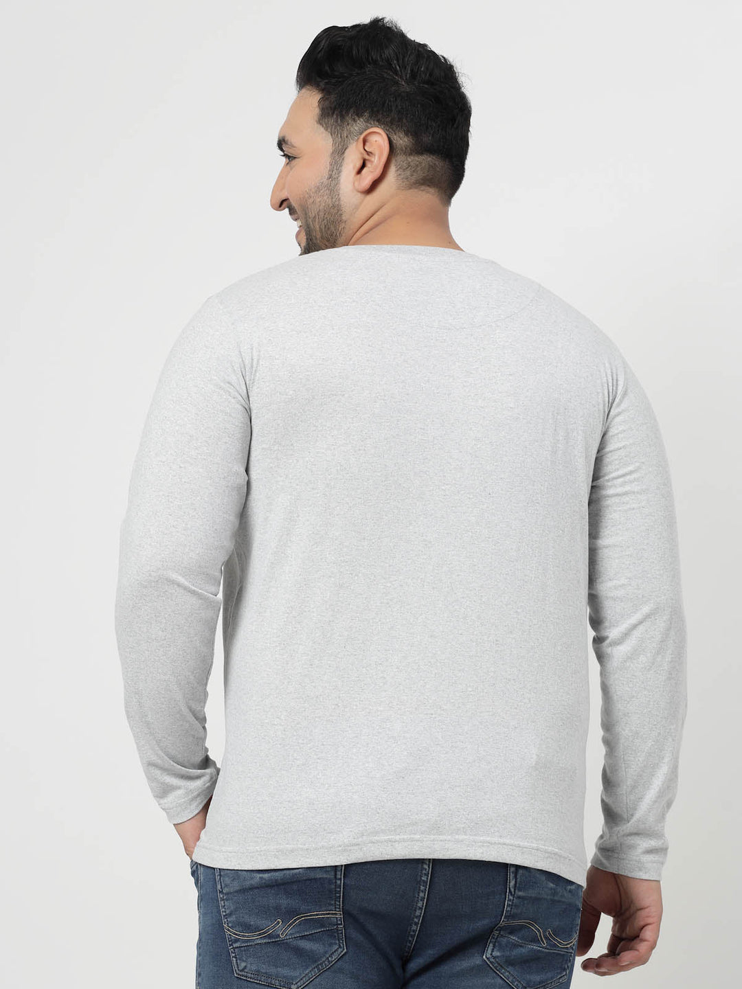 Plus Size Grey Regular Fit Pure Cotton T-shirt