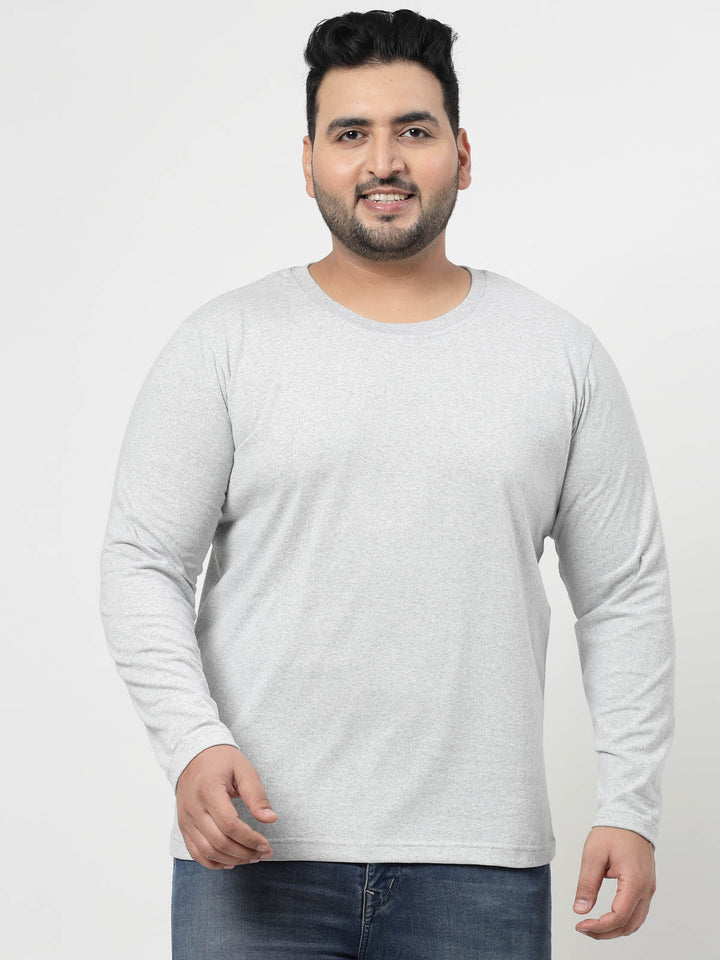 Plus Size Grey Regular Fit Pure Cotton T-shirt