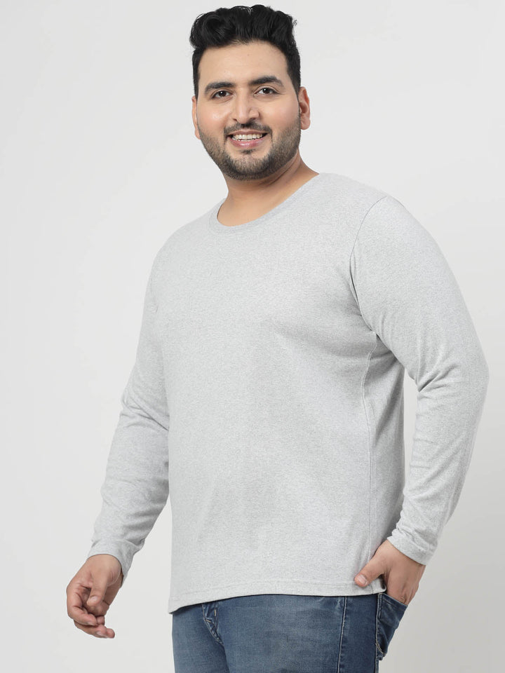 Plus Size Grey Regular Fit Pure Cotton T-shirt