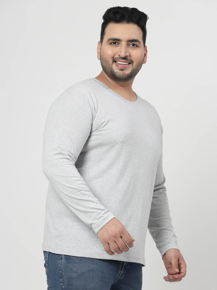 Plus Size Grey Regular Fit Pure Cotton T-shirt