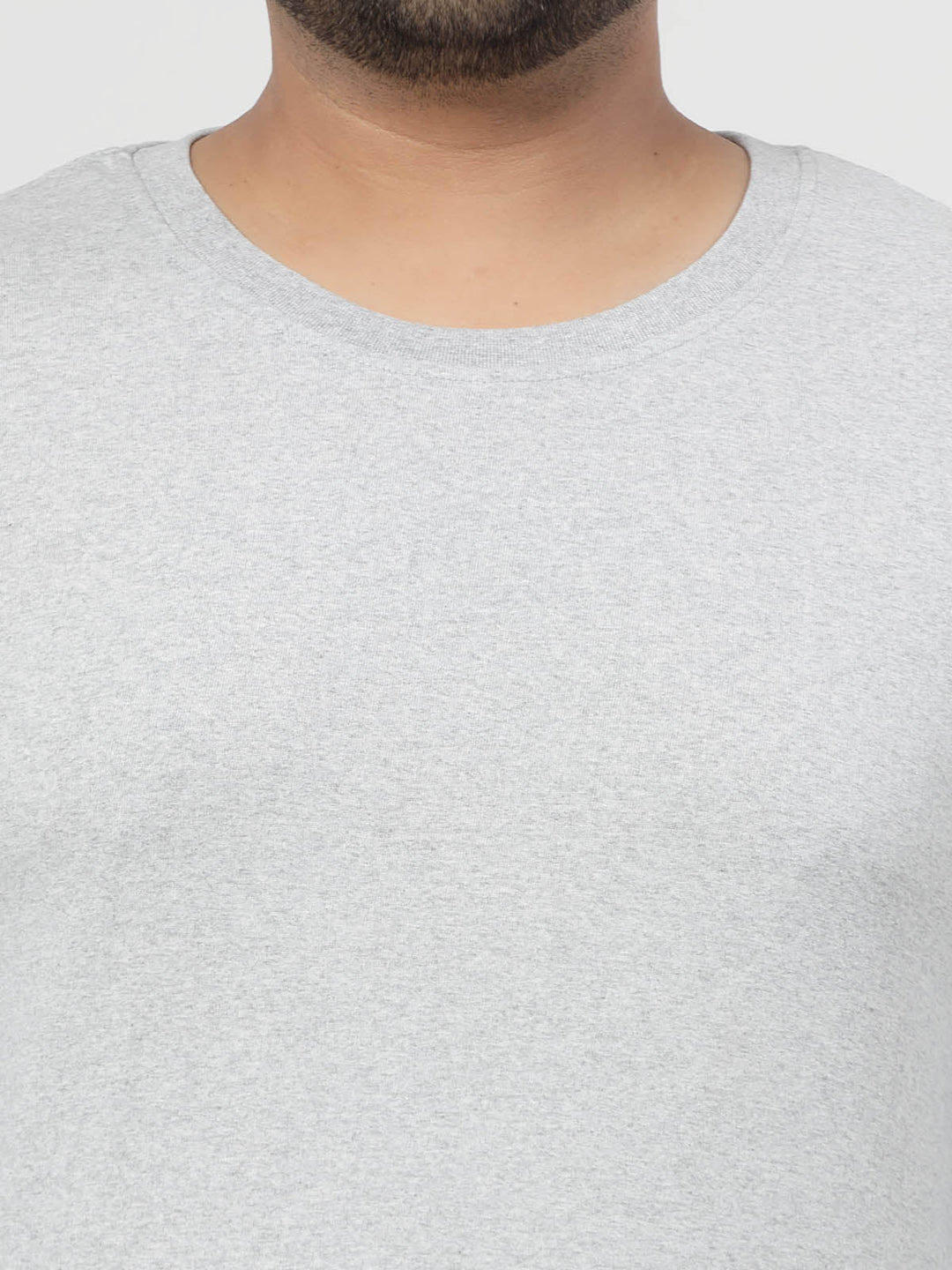Plus Size Grey Regular Fit Pure Cotton T-shirt