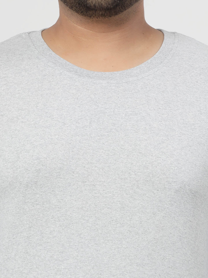 Plus Size Grey Regular Fit Pure Cotton T-shirt