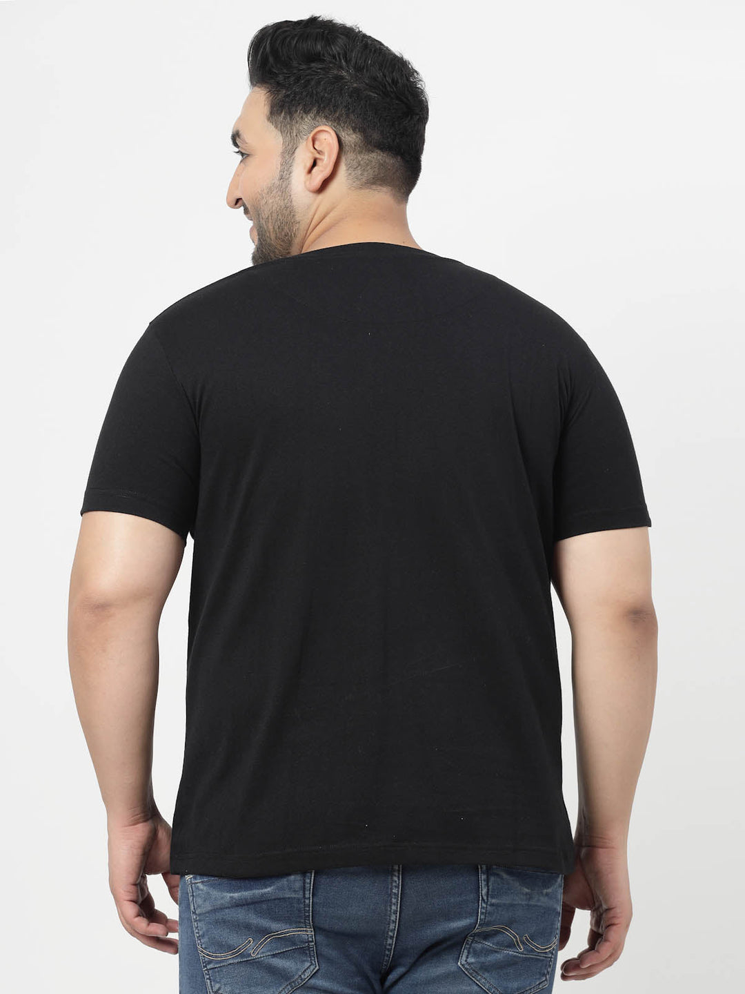 Plus Size Men  Black Typography Printed T-shirt