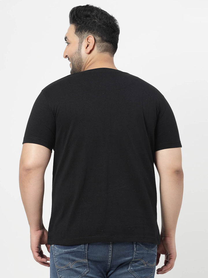 Plus Size Men  Black Typography Printed T-shirt