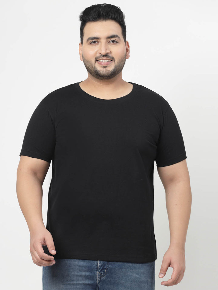 Plus Size Men  Black Typography Printed T-shirt