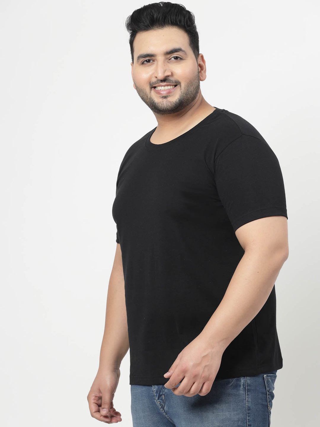 Plus Size Men  Black Typography Printed T-shirt