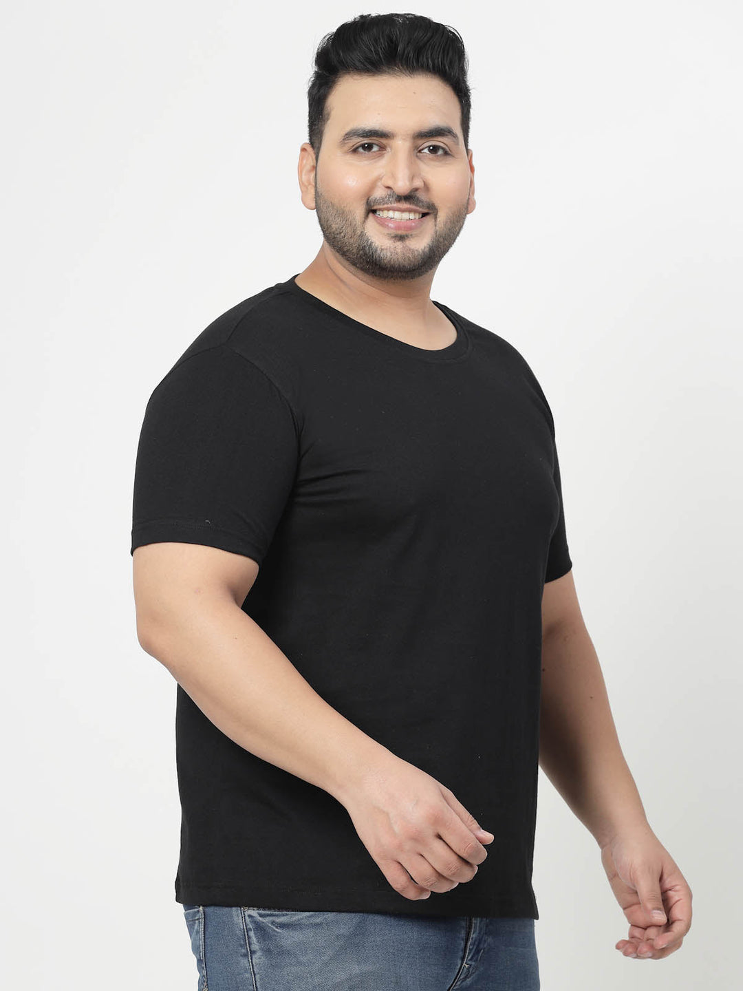 Plus Size Men  Black Typography Printed T-shirt