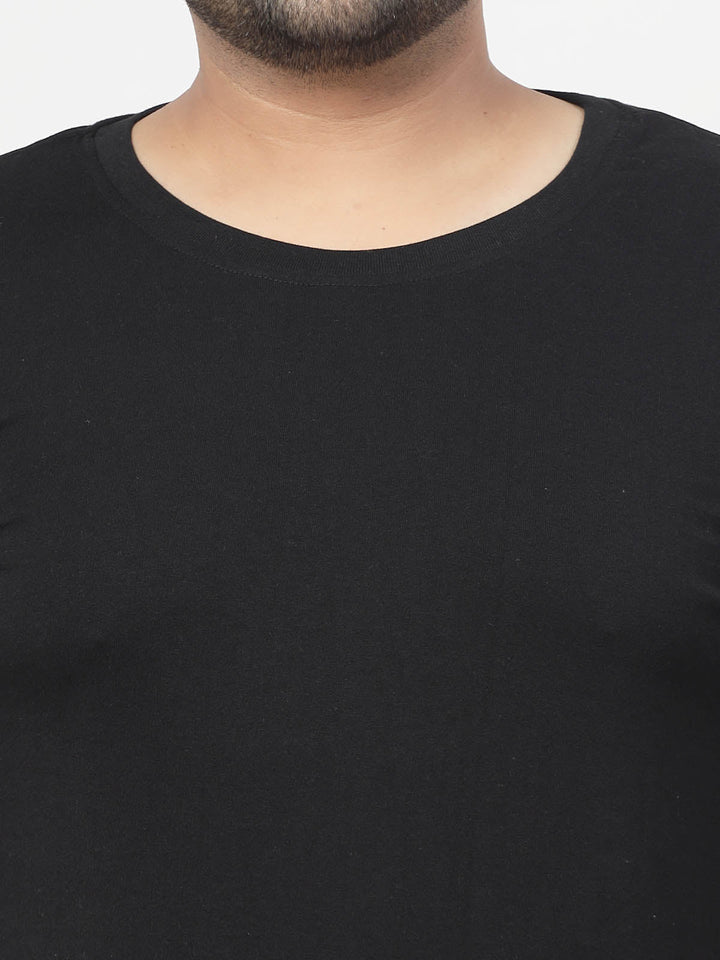 Plus Size Men  Black Typography Printed T-shirt